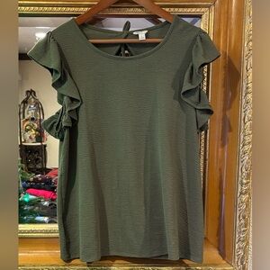 Cato Olive Green Ruffle Top - Size L